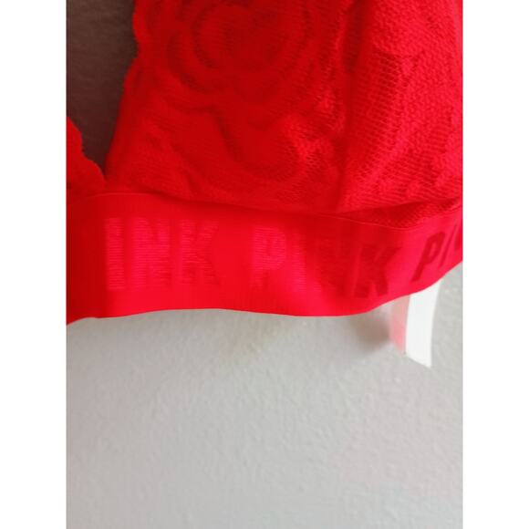 Women's Bralette Red Lace Pink Size Medium - Picture 3 of 8